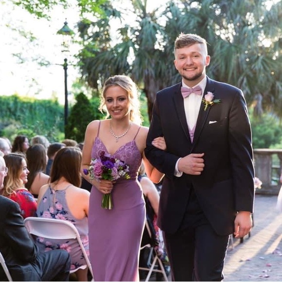 AZAZIE Wisteria Lace Chiffon Bridesmaids Dress Size 4 - Picture 3 of 6